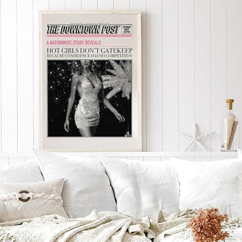 Vintage Pink Canvas Wall Art Set of 3 Funky Hot Girl Pictures You Look So Good Poster Preppy Trendy Paintings Home Wall Decor Aesthetic Disco Ball Bar Cart Prints for Apartment Dorm (12x16in) Unframed thumbnail 3