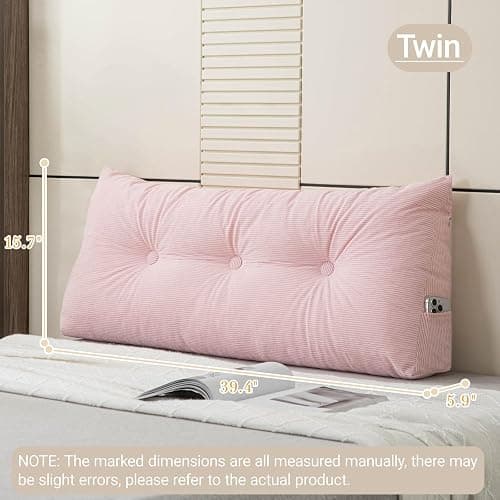 MQK Headboard Pillow Wedge Pillow Headboard Dorm Headboard Twin XL Long Back Pillow for Bed Sitting up Sleeping Bolster Pillow for Mattress Gap Filler thumbnail 2