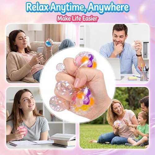 DIY Stress Ball Making Kit-Easy DIY- 10 TPR Skins, 16 Fillers, 15 oz Slime, 3.5 oz Clay, Handmade Squeeze Making Kit Stress Balls, Interesting Gifts for Women, Crunchy Relaxing thumbnail 5