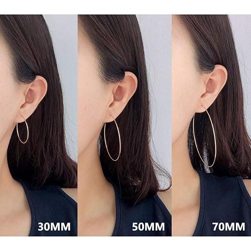 ESMATOO Thin Gold Hoop Earrings for Women - Hypoallergenic Lightweight Gold Hoop Earrings Dainty - Large thumbnail 2
