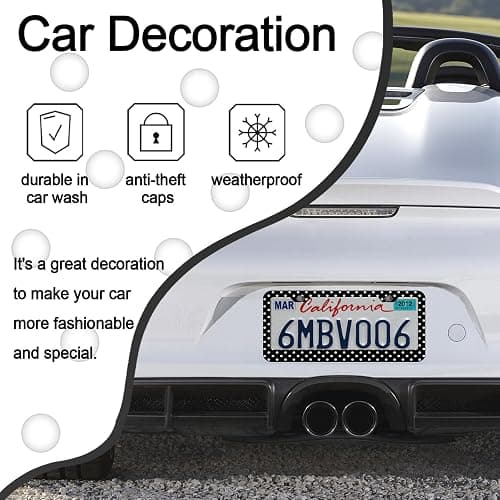 Polka Dots License Plate Frames，Polka dots Car Accessories for Women and Men ，Cute License Plate，Aluminum License Plate Frame Fits Standard US Vehicles Size 12.2 x 6 Inch (Black-Polka dots) thumbnail 5