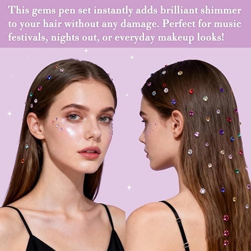 Hair Gems Tool for Girls, Hair Jewels Kit with 270 Stick On Hair Gems, Reusable and Easy to Apply & Remove Hair Styling Tool, Christmas, Birthday Party Gifts Toys for Girls thumbnail 7