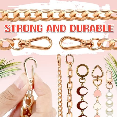 5 Pcs Bag Extender Chain Purse Strap Extender Gold Metal Bag Replacement Chain for Handbag Crossbag ShoulderBag Making Supplies Purse Chains Accessories(Stylish) thumbnail 6