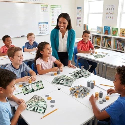 600 Pcs Fake Money for Kids - Realistic Play Money Bills & Plastic Coins - Math Manipulatives & Classroom Currency Set for Grocery Store, Bank, & Board Games - Educational Counting Toy, Ages 3+ thumbnail 2