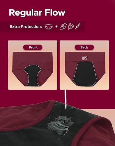INNERSY Period Underwear for Women High Waisted Leak-Proof Postpartum Menstrual Panties 3-Pack thumbnail 3