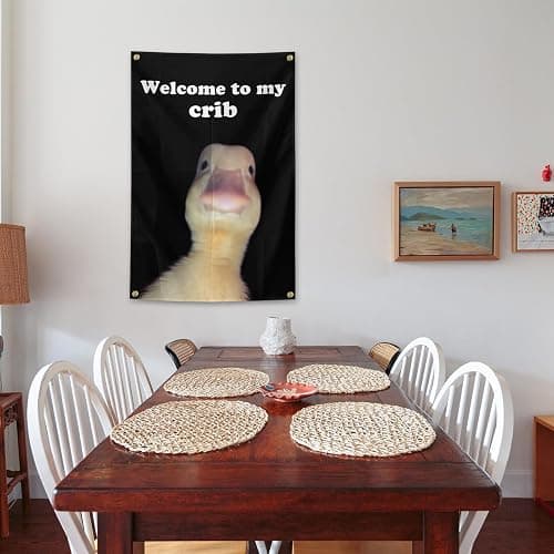 Welcome to My Crib Cute Duck Flag Teen Girl Boys College Room Dorm Decor Cool Stuff Funny Anime Flags for Room Home Decorations Posters Tapestry for Bedroom Wall art Hanging,2x3 FT thumbnail 3