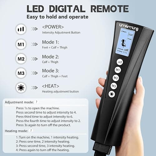 Gifts for Men, Women, Dad, Mom, Mothers Day, Fathers Day, Christmas, Birthday, Air Compression Massager with Heat for Foot, Leg, Knee, Works for Vericose Veins, Muscle Fatigue, Cramps, Swelling, Edema thumbnail 2