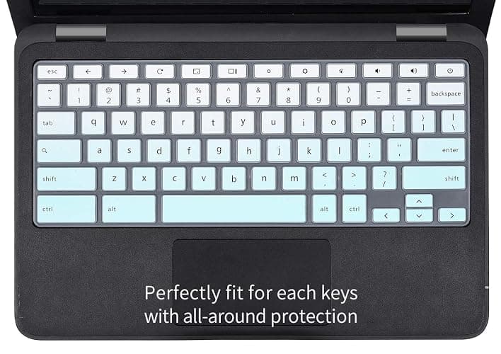 Keyboard Cover for DELL Inspiron 11.6" Chromebook/DELL Chromebook 11 3100 C3181 3120 3180 3181 3189 5190 11.6 inch/DELL Chromebook 13 3380 13.3" Chromebook Protective Skin, Ombre Mint Green thumbnail 7