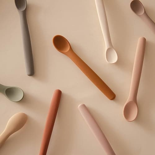 Moonkie Silicone Baby Spoons Set of 4, Two Sizes Feeding Spoon for First Stage 4+ Months, Baby Utensils, Toddler Led Weaning Spoons, Bendable, Chewproof & Boil-proof(Without Case) thumbnail 7