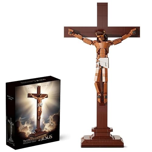 TLOEP Jesus Crucifix Building Set, Christian Cross Display Model (588 Pieces), Faith-Based Religious Decor Statue for Home & Office, Christian Gift for Easter, Lent & Confirmation - Image 1