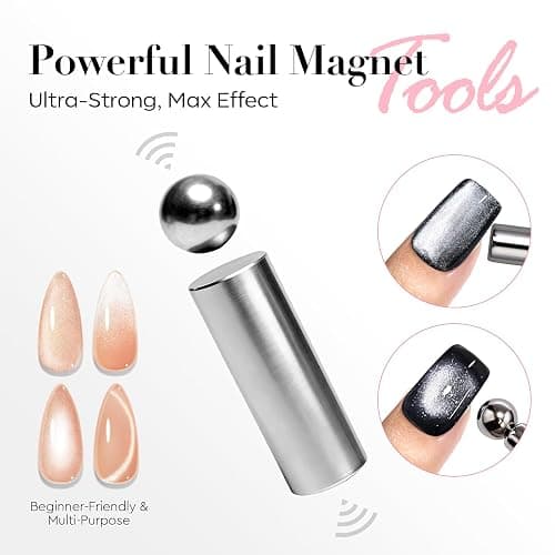 AzureBeauty Cat Eye Magnet Nail Art Tools-14PCS Powerful Cateye Gel Nail Polish Magnet Tools -Heart/French /Black Hole Magnet Sticks, DIY Glassy Cateye Nail Art Effects thumbnail 7