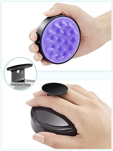 HEETA Scalp Massager Hair Growth, Soft Silicone Scalp Scrubber Shampoo Brush for Exfoliation, Dandruff Removal Head Massage Stress Relax, Wet & Dry Use for Thick Thin Curly Hair Care, Black thumbnail 2