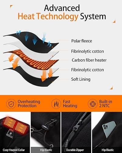 HILLSLTR Heated Fleece Vest for Women with 7.4V 12000mAh Battery Pack - Lightweight Electric Heating thumbnail 5