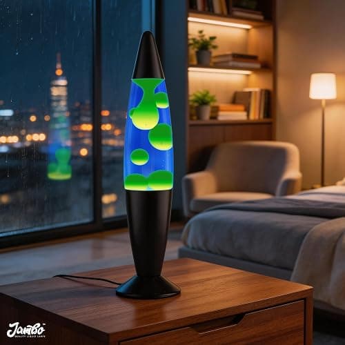 JAMBO 16" Beautiful Lamp- Blue with Yellow/Green Wax, Relaxing Liquid Lamp for Living Room Office Bedroom Adults Teens Kids, Magma Light, Night Light Nightlight, Home Decor thumbnail 2