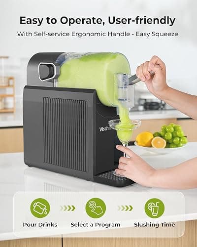 Vischic Slushie Machine: Slushy Machine for Home Use with 7 Preset Programs & Auto Cleaning Function, Frozen Drink Maker Easy to Make Slush Margarita Frappés Cocktail & More, 4H Fresh (Premium Grey) thumbnail 7