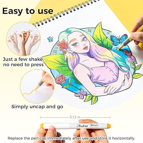 Ohuhu Acrylic Paint Markers Brush Tip 72 Colors Opaque Paint Pens-Nahuku | High Opacity Acrylic Markers No Bleed Direct-Ink Acrylic Paint Pens for Rock Painting 3D Prints Egg Wood Glass DIY Craft thumbnail 9