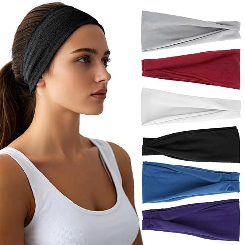 Headbands for Women - 6 Pack Wide Elastic Hair Bands | Stretchy Sweatbands Hair Bands | Soft Sports Thin Head Bands | Non-Slip Accessories Bands for Fashion, Washing Face, Workouts, Yoga, Daily Use - Image 1