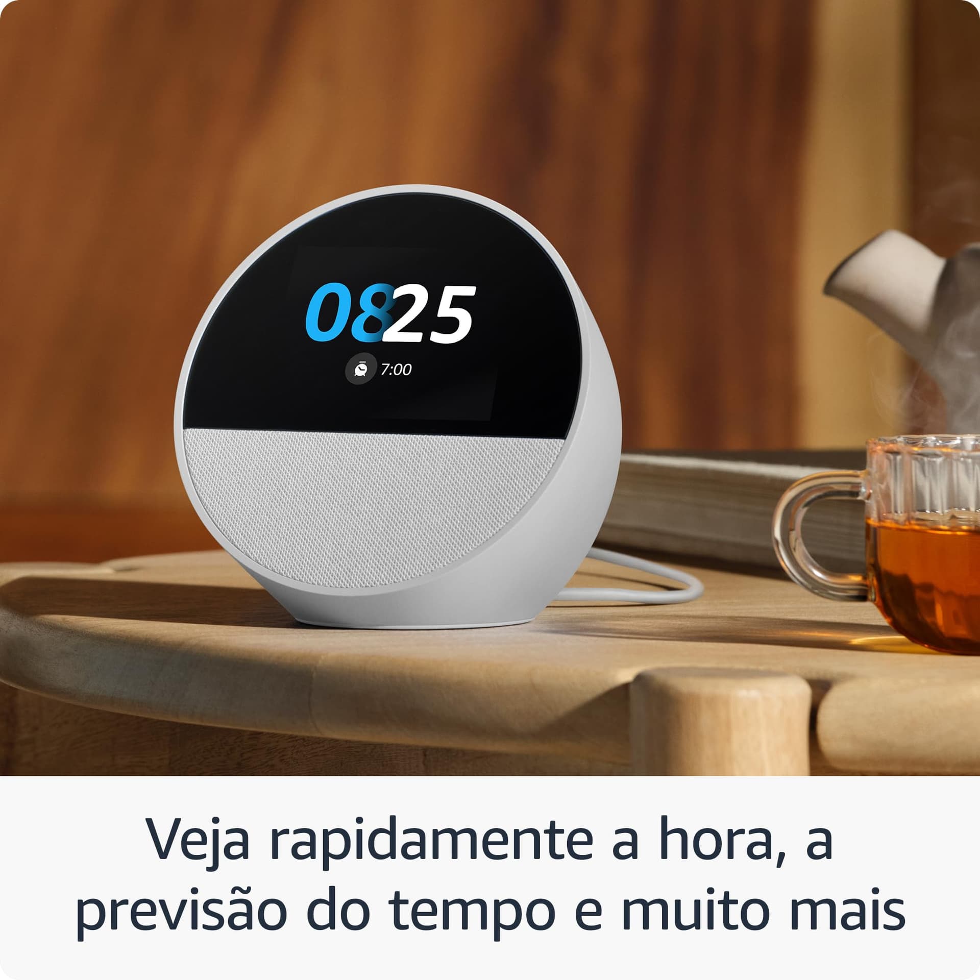 Echo Spot com Alexa (Geração mais recente) | Despertador inteligente com som vibrante | Cor Branca thumbnail 4