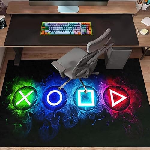 Games Area Rugs, Gamer Rug for Boy Cool Player Room Decor, Gaming Carpets for Boys Teens, Child Play Soft Floor Mat for Dining Living Room Sofa, Video Game Decor Decorate Doormats Black thumbnail 3