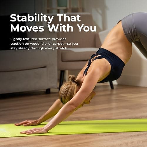 Sunny Health & Fitness Non-Slip Yoga Mat – Durable, Anti-Tear, Lightweight, Cushioned Support for Yoga, Pilates, Stretching Exercises, Meditation and Floor Workouts | Multiple Sizes & Colors thumbnail 3