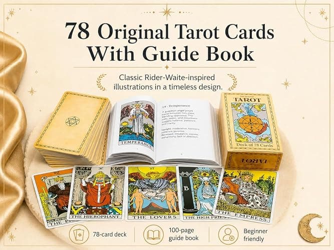 Qualis 78 PCS Original Tarot Cards And Book For Beginners Set | Deck with 100 Page Guide Book | Tarot Card Set By Pamela Colman - Smith-Waite Rider Deck For Beginners thumbnail 9