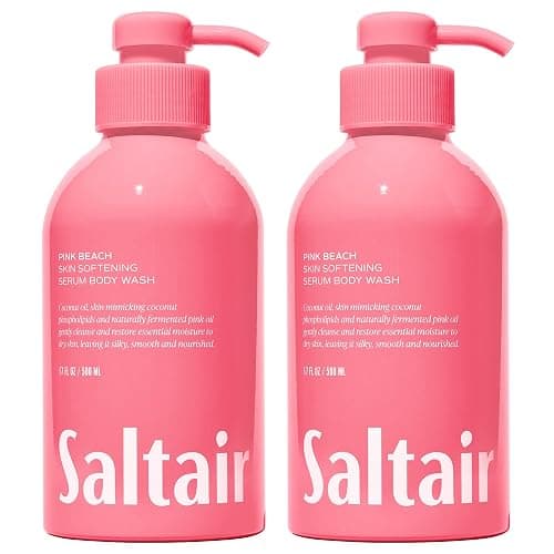 Saltair Body Wash 2-Pack – Moisturizing Body Wash with Hyaluronic Acid & Coconut Oil – Scented Shower Gel for Women and Men – Pink Beach Scent, 2x 17oz – Vegan, Cruelty-Free, Paraben-Free - Image 1