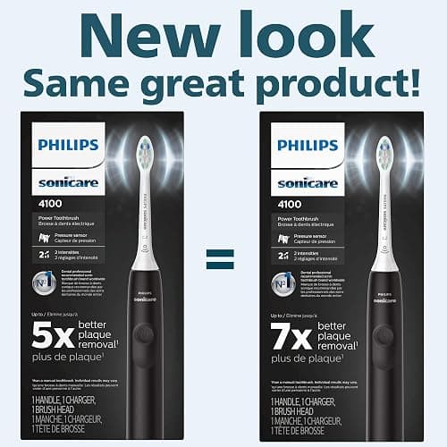 Philips Sonicare 4100 Rechargeable Electric Toothbrush, with Pressure Sensor, 2 Intensity Settings, SmarTimer and QuadPacer, 14-Day Battery Life, Black, Model HX3681/24 thumbnail 2