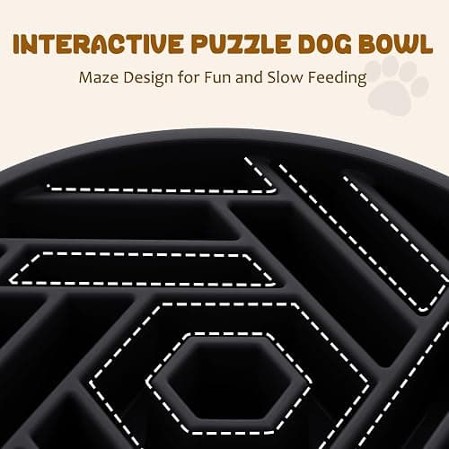 WHIPPY Slow Feeder Dog Bowl, Puzzle Maze Design to Slow Down Eating, 3-Cup Capacity, Anti-Gulping Food Bowl for Medium & Large Dogs,Black thumbnail 2