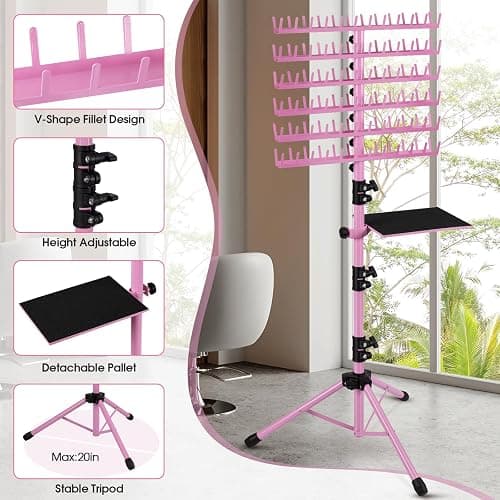 Klvied Braiding Hair Rack Standing 144 Pegs, Heavy Duty Hair Racks for Braiders Standing, Hair Divider Rack for Braiding Hair Separator, Braiding Rack with Carrying Bag and Hair Braiding Tools, Pink - Pink thumbnail 5