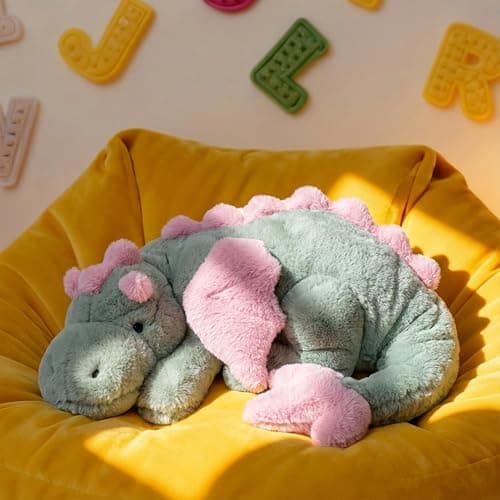 ARELUX Large 36in Cute Dragon Stuffed Animals Plush Toy Soft Matcha Green Pterosaur Plushie Giant Fuzzy Dinosaur Pillow Plushies with Pink Wings Cuddly for Friends Family Member thumbnail 2
