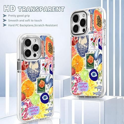 TnXee Cases for iPhone 15 Plus,Compatible with MagSafe,Classic Clear Shockproof Protection Magnetic Phone Case - Bow European Summer Lemon Collage thumbnail 2