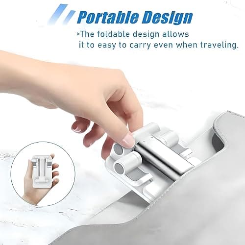 Betron Adjustable Phone Stand for Desk, Foldable Holder for iPhone, Samsung, All Smartphones (White) thumbnail 9