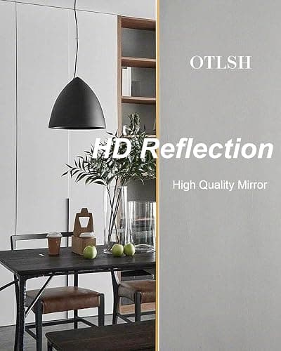 Otlsh Full Length Arched Floor Mirror, 71"26" With Stand, Full Body, Large, Wall, Freestanding, Oversized, Aluminum Frame - Gold thumbnail 6