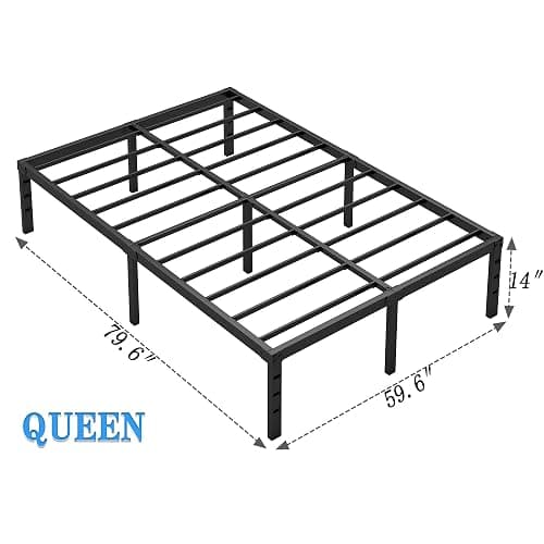NEW JETO Metal Bed Frame,Queen Size Bed Frame with Storage Space,14 Inch | Heavy Duty Sturdy Mattress Foundation,Easy Assembly,No Box Spring Needed, Black thumbnail 3