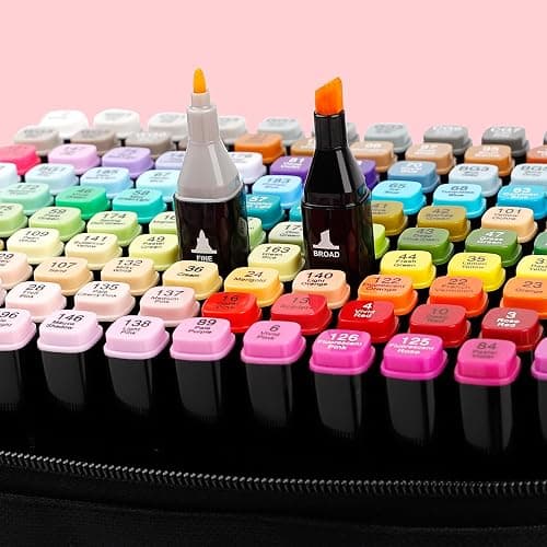 colpart 120 Colors Alcohol Markers Dual Tip Art Markers for Kids Marker Pens for Adult Coloring Painting Supplies Perfect for Painting, Coloring, Sketching and Drawing thumbnail 6