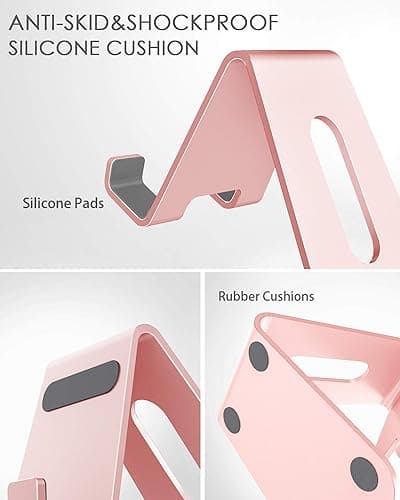 CreaDream Cell Phone Stand, Cradle, Holder, Aluminum Desktop Stand Compatible with Switch, All Smart Phone, iPhone 15 14 13 12 Pro Max Plus Mini Xr X Se 8 SE -Rose Gold thumbnail 7