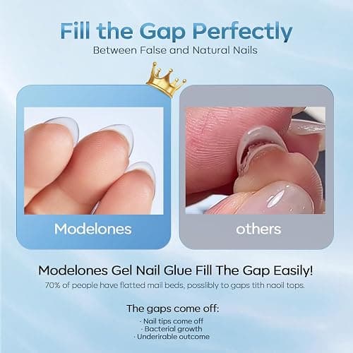 modelones 10 in One Gel Nail Glue Brush On Nail Glue 15 ml for Tips, Rhinestones, Base Coat, Blooming Art Gel Kit for Press on Nails Acrylic tips U V Lamp Needed 2Pcs thumbnail 5
