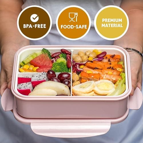 LOVINA Bento Boxes for Adults - 1100 ML Bento Lunch Box For Kids Childrens With Spoon & Fork - Durable for On-the-Go Meal, BPA-Free and Food-Safe Materials thumbnail 3