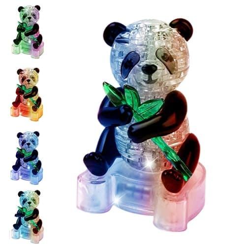 Coolplay 3D Crystal Puzzle Panda Gifts, Desk Toys with Light-Up Base 58 Pieces - Image 1