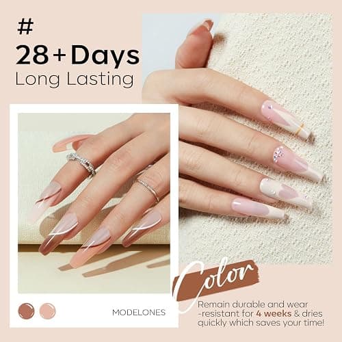 Modelones Gel Nail Polish 6 Colors Nude Pink Gel Polish Skin Tones Neutral Milky White Pink Brown Soak Off Gel Nail Kit Manicure DIY Nail Art Salon Home Gift thumbnail 4