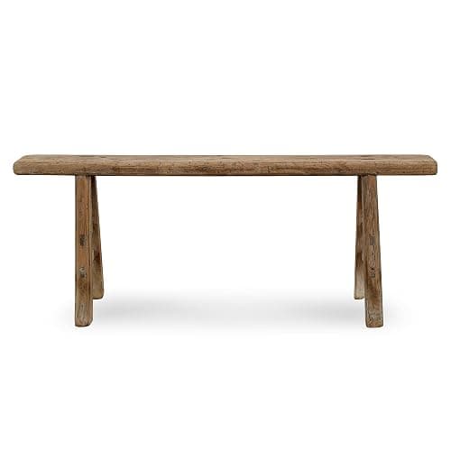 Artissance Handmade Wooden Entryway Bench, Vintage Noodle Bench for Living Room, Bedroom, or Entryway, End of Bed Bench, Weathered Natural Wood Bench Indoor Farmhouse Decor - Image 1