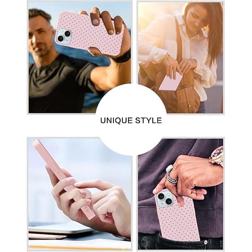 Yirlbey Estivi Cover per iPhone 15 6,1'', Custodia Viola Polka Dot Disegno Motivo Aesthetic Summer per Ragazza Antiurto Rosa Silicone Morbido TPU Bumper Cellulare Protezione Case, Pois thumbnail 7