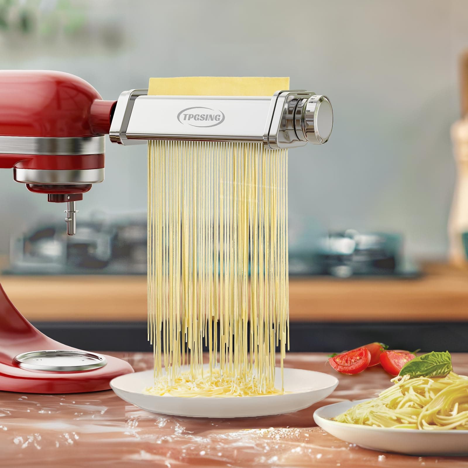 Pasta Attachment for Kitchen Aid Stand Mixer Included Spaghetti Cutter, Pasta Sheet Roller and Fettuccine Cutter, 3PCS Stainless Steel Pasta Maker Attachment by TPGSING thumbnail 6