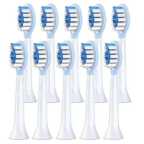 Replacement Toothbrush Heads for Philips Sonicare Electric Toothbrush, 2-in-1 Tongue Cleaner, 10 Pack, Ice Blue,Suitable for Philips Sonicare Heads, C2, C1, C3, W1, W2, W3, G1, G2, G3 - Image 1
