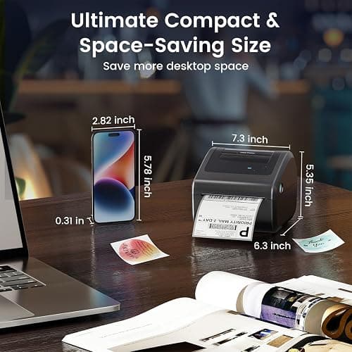 Omezizy Bluetooth Shipping Label Printer 4x6, D450BT Thermal Label Printer for Shipping Packages, Thermal Printers for Small Business, Compatible with Android, iPhone, Windows, macOS, Tiktok, UPS thumbnail 5
