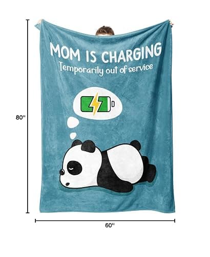 Craftique Funny Christmas Birthday Gifts for Mom- Mom is Charging Blanket- New Moms Gifts for Women, Super Soft Blanket Throw for Napping Travel, 80”×60” thumbnail 3