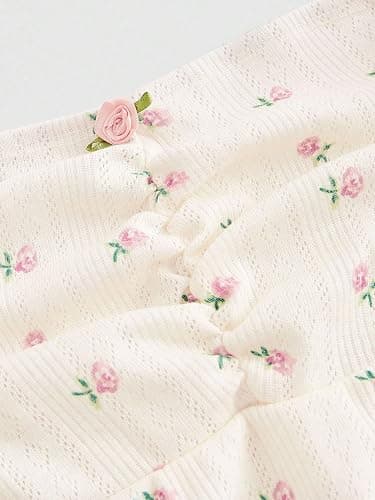 SHENHE Women's Floral Lace Trim Sweetheart Neckline Cap Sleeve Ruffle Peplum Cute Top thumbnail 4