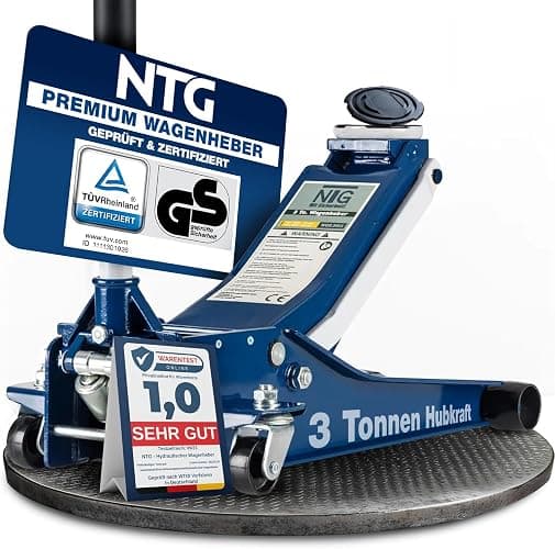 NTG Hydraulischer Wagenheber 3T - TÜV-Zertifiziert 75-505mm für PKW & SUV | Flacher Rangierwagenheber mit Doppelzylinder - extra stabil - 3 Tonnen Tragkraft - inkl. Gummiauflage - Image 1