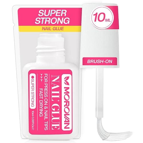 Morovan Super Strong Nail Glue: Glue for Press Ons & Acrylic & Fake Nails Tips Brush on Long-Lasting Fast-Drying No U V Light Needed for Beginners DIY Home or Salon Manicure - Image 1