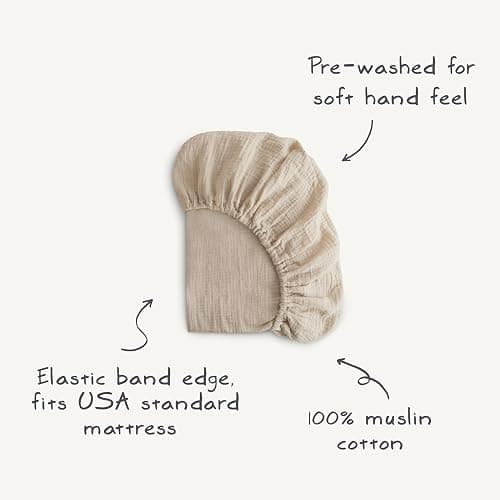 mushie Extra Soft Muslin Fitted Crib Sheet | 28"x 52" (Fog) - Roman Green thumbnail 6